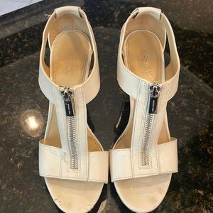 MK 71/2 wedge heels cream , worn